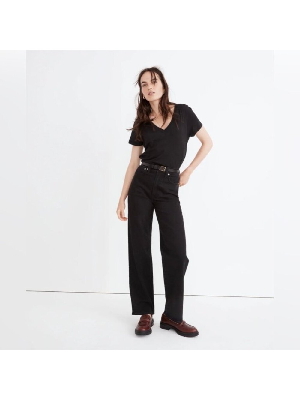 Madewell The Perfect Vintage Wide-Leg Jean Woman 28 Black Rinse Streetwear